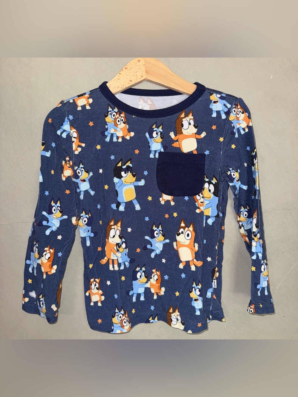 Little Sleepies bamboo Bluey Dance Mode Long Sleeve Pocket Tee 2T